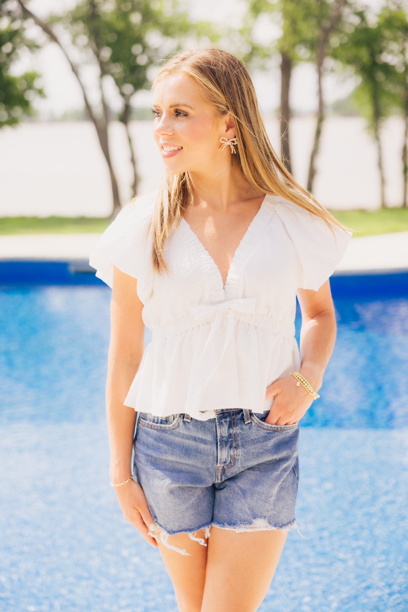 Ivory Flowy Textured Top